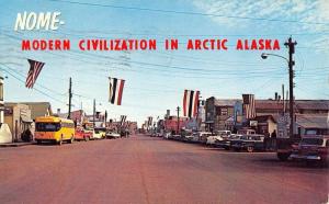 Nome Alaska Street Scene Store Fronts Vintage Postcard K27819