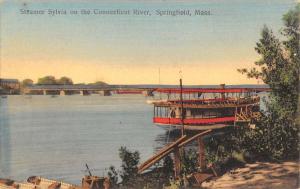 Springfield Massachusetts Steamer Sylvia River Scene Antique Postcard K19737