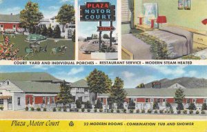 Plaza Motor Court Motel Roanoke Virginia linen postcard