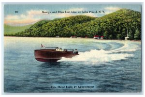 c1940 George Bliss Boat Line Motor Boats Lake Placid New York Vintage Postcard