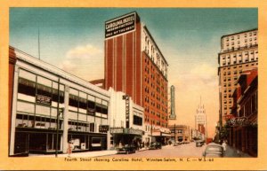 North Carolina Winston Salem Fourth Street Showing Carolina Hotel