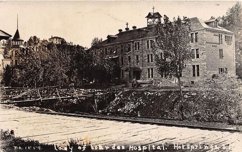 F12/ Hot Springs South Dakota Postcard RPPC c1910 Lady of Lourdes Hospital