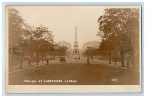 c1920's View Of Avenida De Liberdade Lisbon Portugal RPPC Photo Vintage Postcard 