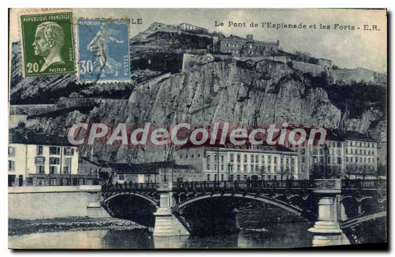 Old Postcard Grenoble Le Pont De I'Esplanade And Forts