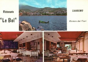 Vintage Postcard Ristorante Sanremo Le Bol Rivers Dei Fiori Italy