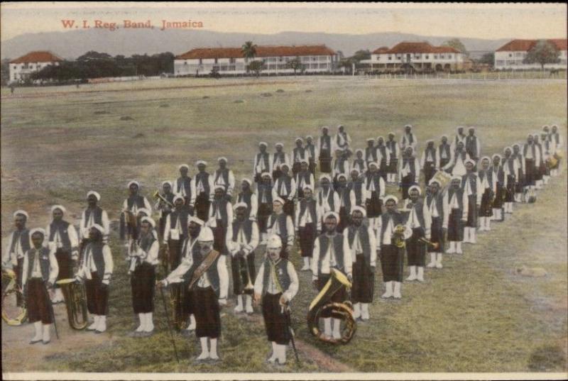 WI Regimental Music Band - Jamaica c1910 Postcard jrf