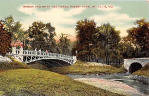 ST LOUIS MISSOURI FOREST PARK BRIDGE & RIVER DES PERES S H KNOX POSTCARD c1910s