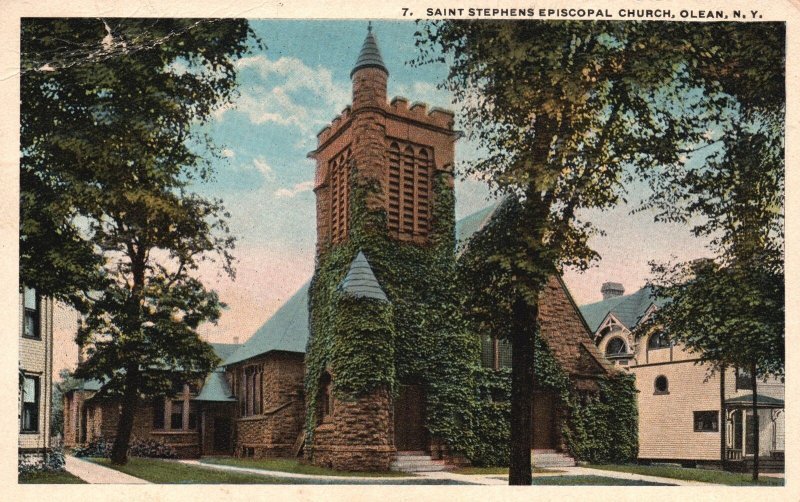 St. Stephens Episcopal Church Religious Building Olean New York Vintage Postcard