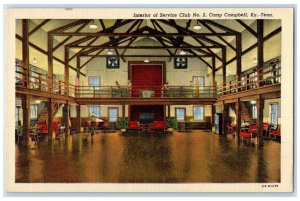 c1930's Interior Of Service Club No. 2 Camp Campbell KY Tennessee TN Postcard