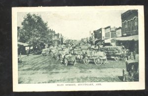 STUTTGART ARKANSAS DOWNTOWN STREET SCENE HORSE AND BUGGY VINTAGE POSTCARD