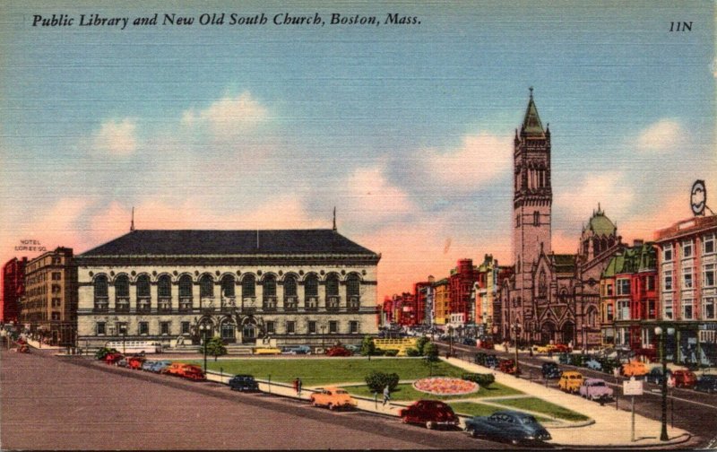 Massachusetts Boston Public Library and New Old South Church 1955