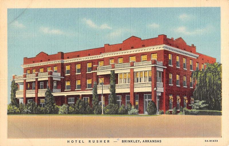 Hotel Rusher in  Brinkley Arkansas L4580 antique postcard