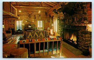 CODY, WY Wyoming ~ Lobby SHOSHONE LODGE c1960s Park County Roadside Postcard