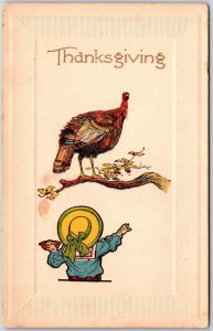 Thanksgiving Turkey Kid Greetings and Wishes Card Postcard