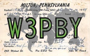 W3PBY Milton, PA., USA QSL 1949 