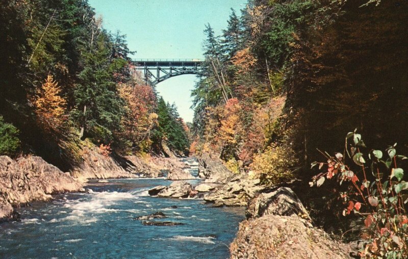 Vintage Postcard Quechee Gorge Vermont w/ US Route 4 Highway Bridge VT Pub Biggs