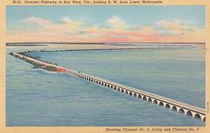 Florida Keys Oversea Highway To Key West Looking Southwest From Lower Matecum...