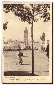 Old Postcard Casablanca Morocco the great mosque and the Palace of Saltan