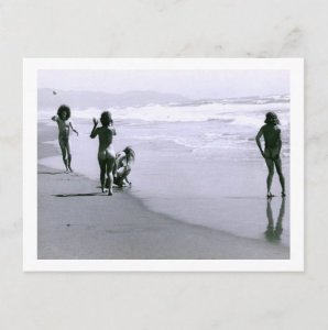 Hippies, 1960s, Nude Beach, Free Spirits Mature Adult Vintage Inspired Postcard