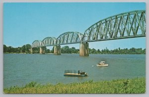 Bridge~Railway Bridge Ohio River Waterfront Henderson~Vintage Postcard 