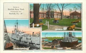 Postcard Virginia Norfolk Navy Yard military Multi View Kropp 23-5139