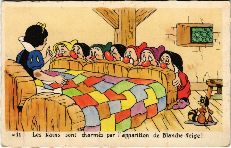 PC CPA DISNEY, SNOW WHITE AND THE SEVEN DWARFS, VINTAGE POSTCARD (b15146)