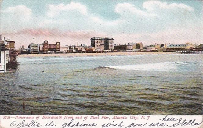 New Jersey Atlantic City Panorama Of Boardwalk From End Of Steel Pier 1907