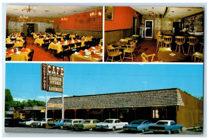 1971 The Outpost Cafe Liquor Store Lounge Evanston Wyoming WY Multiview Postcard