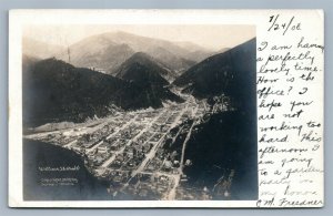 WALLACE ID BIRDS EYE VIEW ANTIQUE REAL PHOTO POSTCARD RPPC