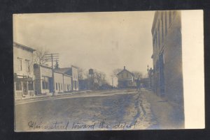 RPPC DOWNTOWN MAIN STREET SCENE SMALL TOWN WHERE? VINTAGE REAL PHOTO POSTCARD