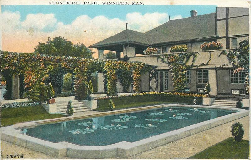 Assiniboine Park Winnipeg Manitoba pool ( trimmed postcard )