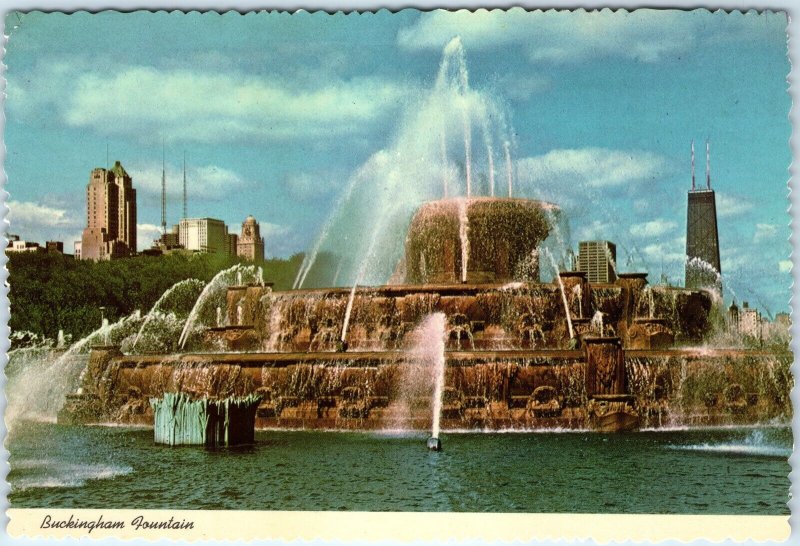 c1970s Chicago, IL Park Buckingham Fountain John Hancock Skyscraper 4x6 PC M14