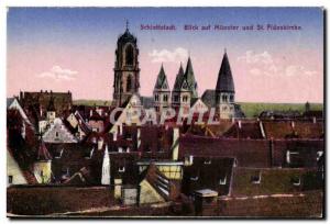 Schlettstadt CPA Blick auf Munster und St Fiderskirche