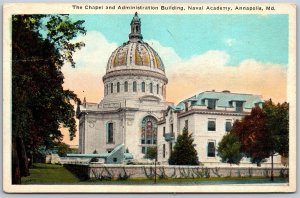 Vtg Annapolis MD Chapel & Administration Building Naval Academy 1920s Postcard