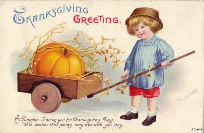 ELLEN CLAPSADDLE EMBOSS THANKSGIVING GREETING A PUMPKIN