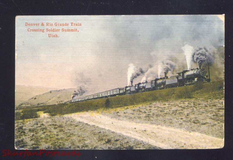 SOLDIER SUMMIT UTAH DENVER & RIO GRANDE RAILROAD TRAIN VINTAGE POSTCARD 1909