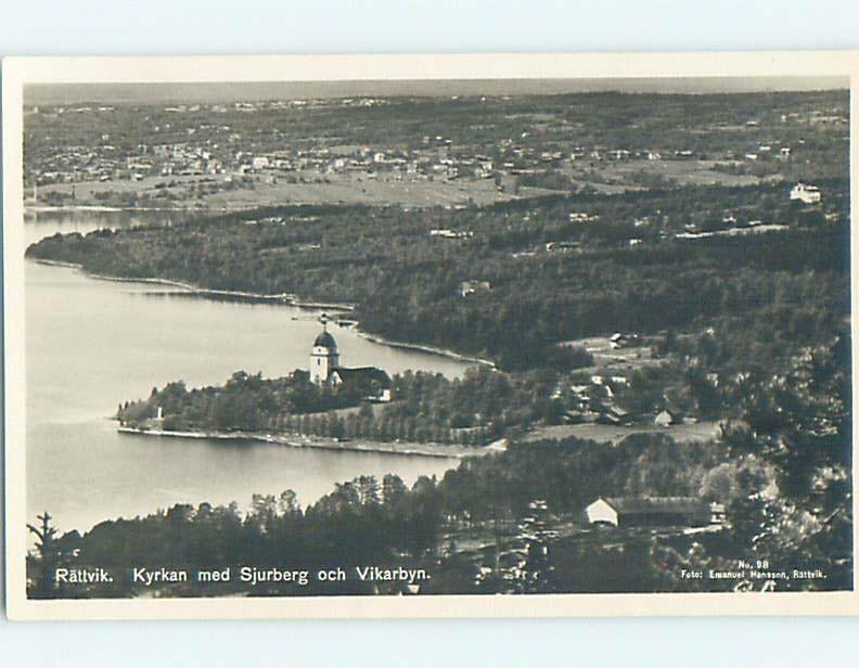 old rppc AERIAL VIEW OF TOWN Rattvik - Dalarna County Sweden HM2181