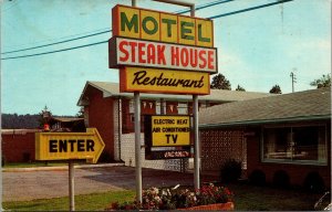 Vtg Rocky Mount Virginia VA Steak House Motel Restaurant Postcard