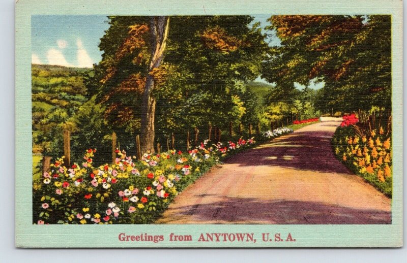 Generic Scenic Greetings Anytown USA Dealer Card UNP Linen Postcard F19