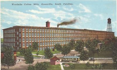 GREENVILLE, S.C. WOODSIDE COTTON MILL VINTAGE POSTCARD