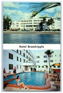 1957 Multiview of Hotel Broadripple, Collins Ave. Miami Beach FL Postcard