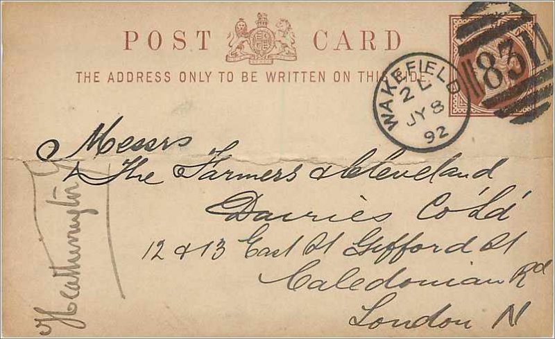 Entier Postal Stationery Postal Great Britain Great Britain 1892 Wakefield