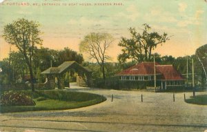 Portland Maine Riverton Park Boathouse 1912 Litho Postcard