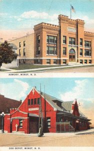 Minot North Dakota Armory and Soo Depot Train Station Vintage Postcard AA20368