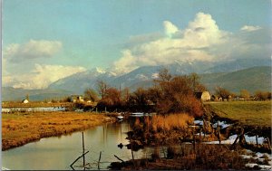 Postcard Canada British Columbia Fraser Delta creek and farm