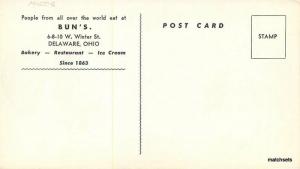 Artist Impression Bun's Restaurant Delaware Ohio 1950s postcard 11318