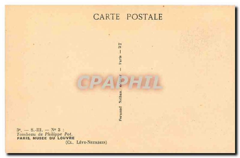 Old Postcard Tomb of Philippe Pot Paris Louvre Museum