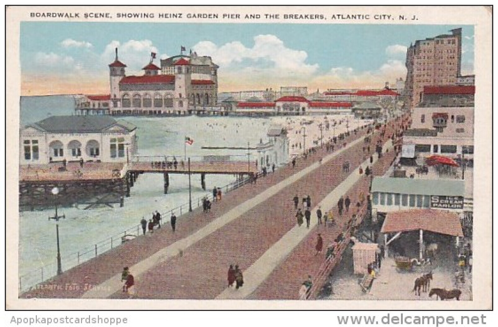 New Jersey Atlantic City Boardwalk Scene Showing Heinz Garden Pier And ...