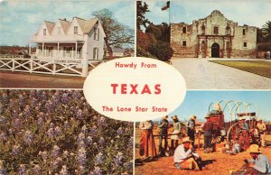 Texas Lone Star State Covered Wagon Cowboys Alamo Postcard 2T7-123