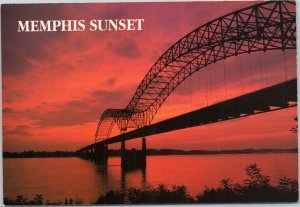 postcard Tennessee - Mephis Sunset - Hernando de Soto bridge